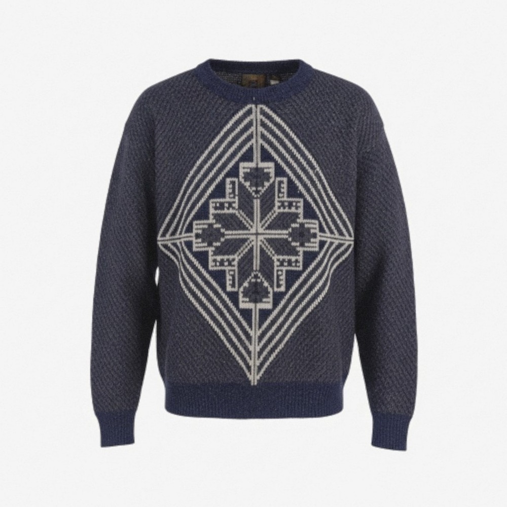 Vintage 80s Saturdays Sweater Size Large Blue Abstract Geometric 10% Wool‎